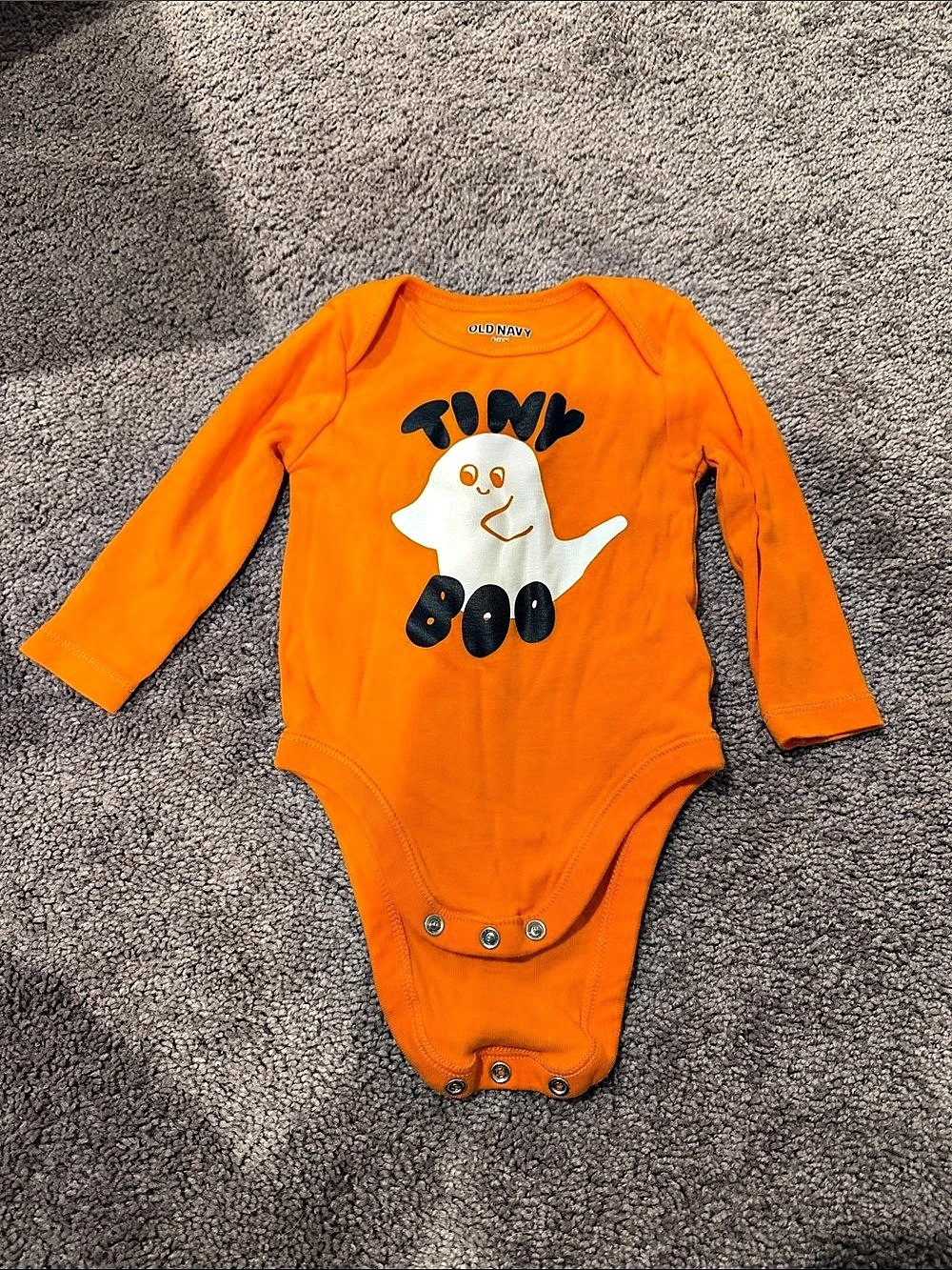 Old Navy Tiny Boo Ghost Graphic Long-Sleeve Bodysuit Orange 6-12M